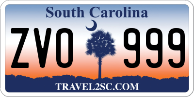 SC license plate ZVO999