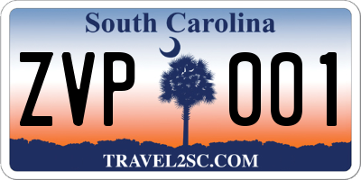 SC license plate ZVP001