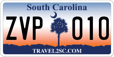 SC license plate ZVP010