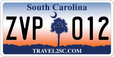 SC license plate ZVP012