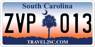 SC license plate ZVP013