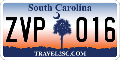 SC license plate ZVP016