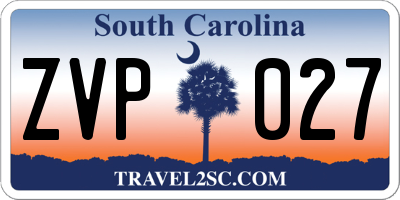 SC license plate ZVP027