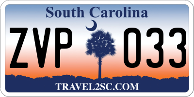 SC license plate ZVP033