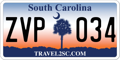 SC license plate ZVP034