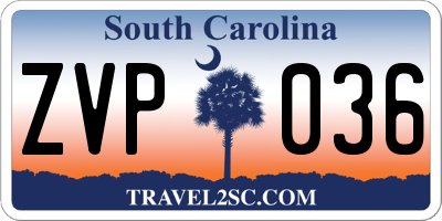 SC license plate ZVP036