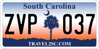 SC license plate ZVP037