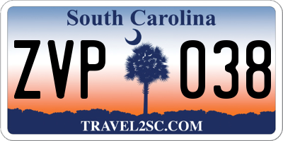 SC license plate ZVP038