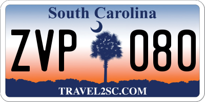 SC license plate ZVP080