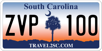 SC license plate ZVP100