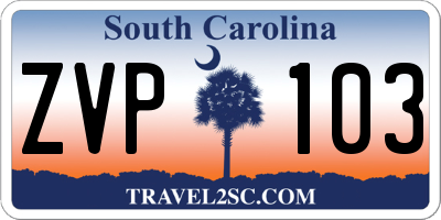 SC license plate ZVP103