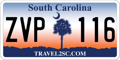 SC license plate ZVP116
