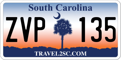 SC license plate ZVP135