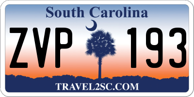 SC license plate ZVP193