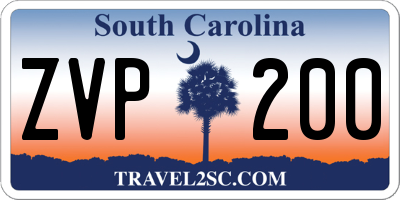 SC license plate ZVP200