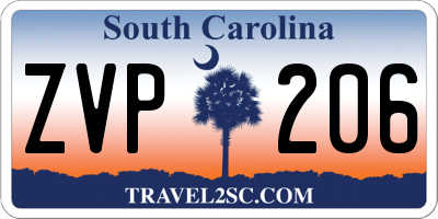 SC license plate ZVP206