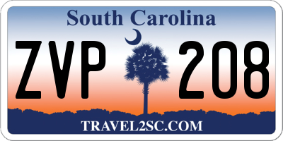 SC license plate ZVP208