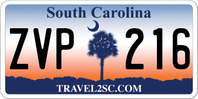 SC license plate ZVP216