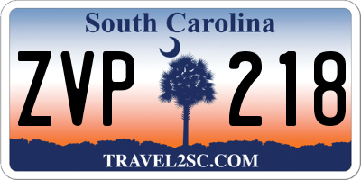 SC license plate ZVP218