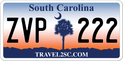 SC license plate ZVP222