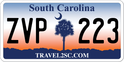 SC license plate ZVP223