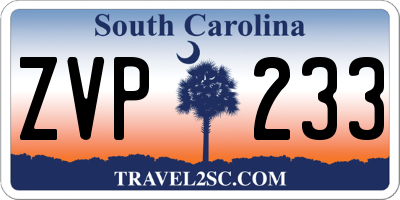 SC license plate ZVP233