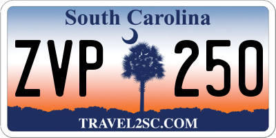 SC license plate ZVP250