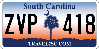 SC license plate ZVP418