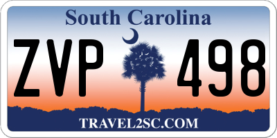 SC license plate ZVP498