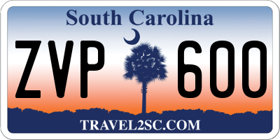 SC license plate ZVP600