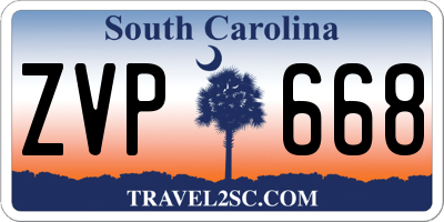SC license plate ZVP668