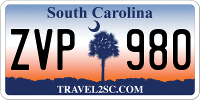 SC license plate ZVP980