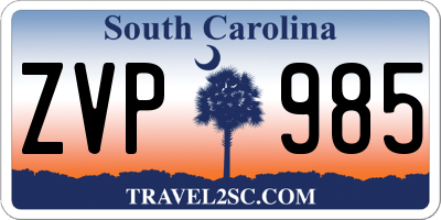 SC license plate ZVP985