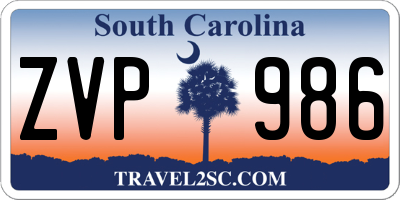 SC license plate ZVP986