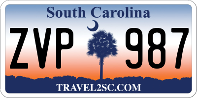 SC license plate ZVP987