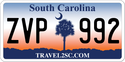 SC license plate ZVP992