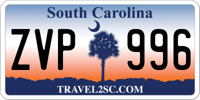 SC license plate ZVP996