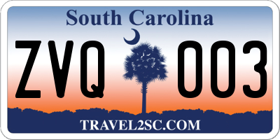 SC license plate ZVQ003