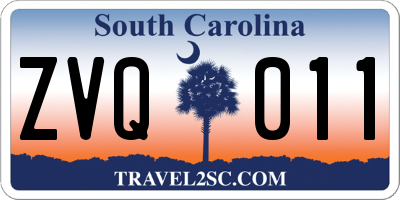 SC license plate ZVQ011