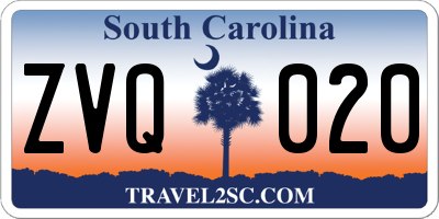 SC license plate ZVQ020