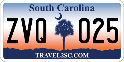 SC license plate ZVQ025