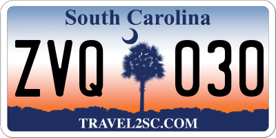 SC license plate ZVQ030