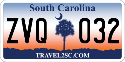 SC license plate ZVQ032
