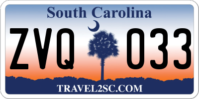 SC license plate ZVQ033