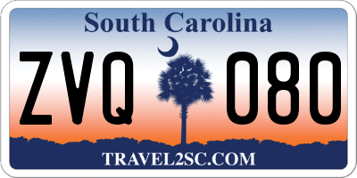 SC license plate ZVQ080
