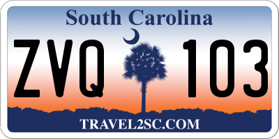 SC license plate ZVQ103