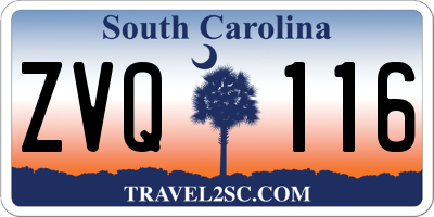 SC license plate ZVQ116