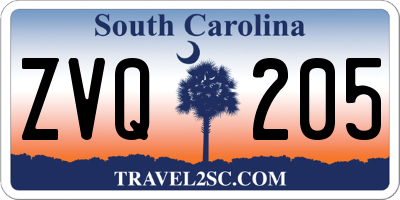 SC license plate ZVQ205