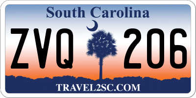 SC license plate ZVQ206
