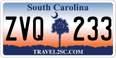 SC license plate ZVQ233